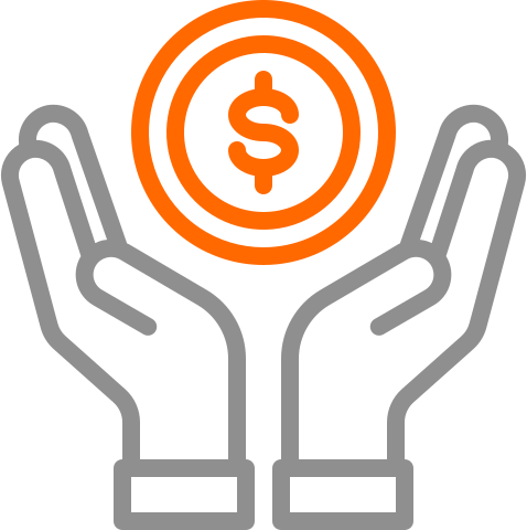 Icon of hands with a coin in the middle